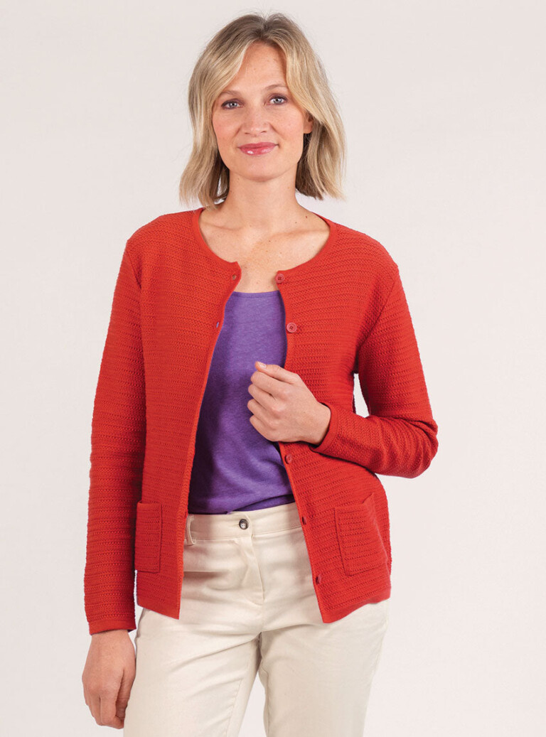 Maison-solfin - Cardigan femme en coton orange terracotta – 50
