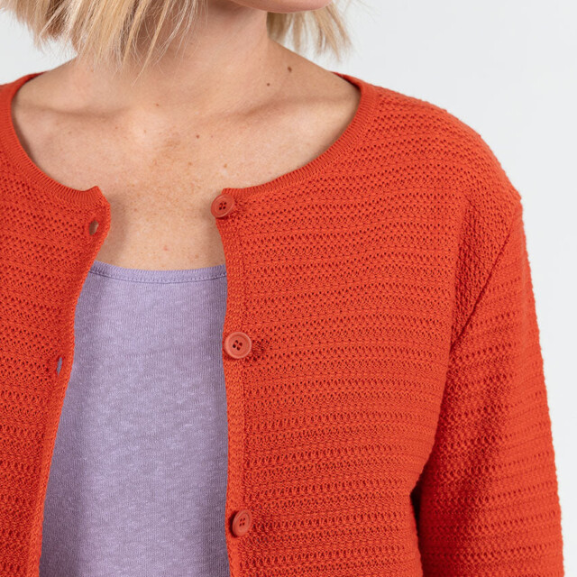 Maison-solfin - Cardigan femme en coton orange terracotta – 50