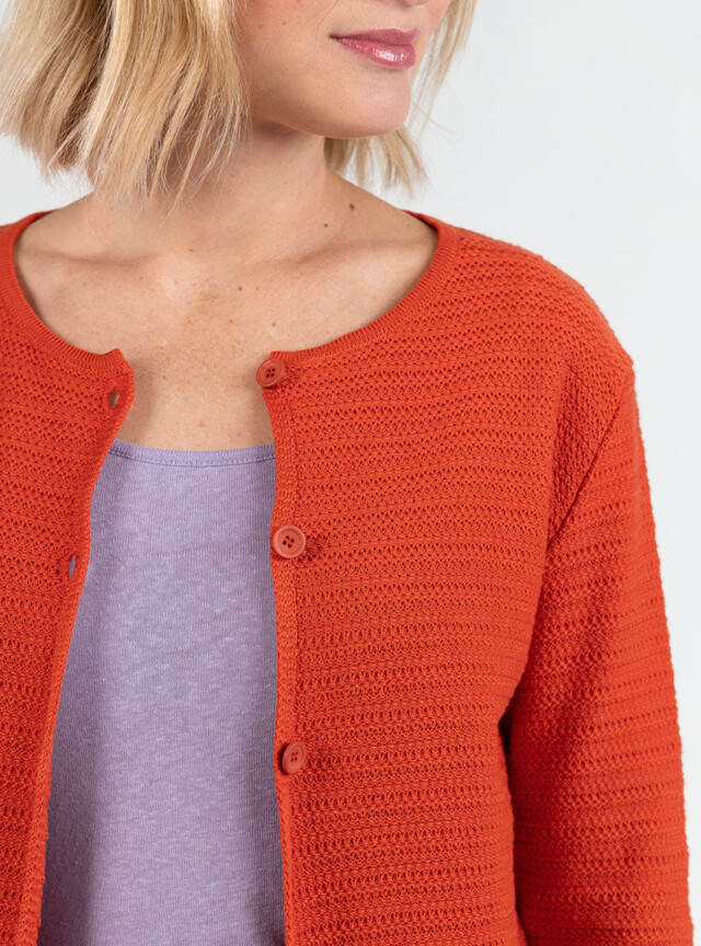 Maison-solfin - Cardigan femme en coton orange terracotta – 50