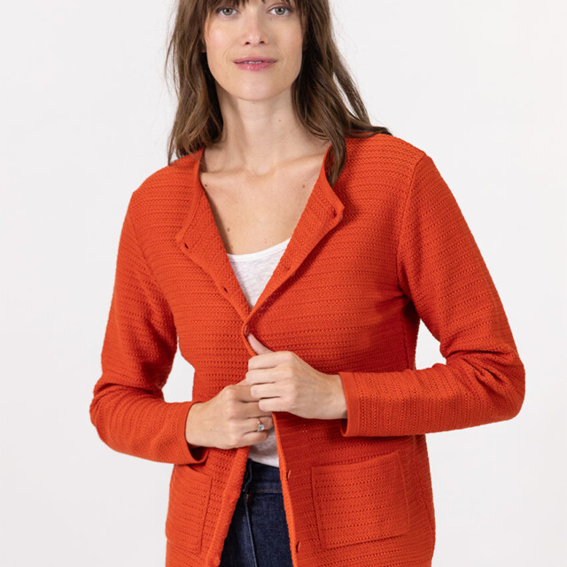 Maison-solfin - Cardigan femme en coton orange terracotta – 50