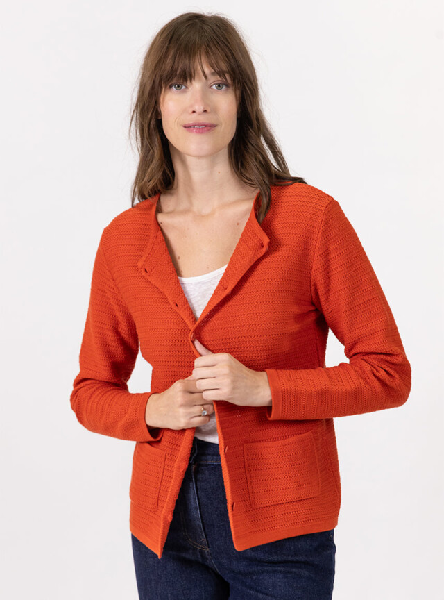 Maison-solfin - Cardigan femme en coton orange terracotta – 50
