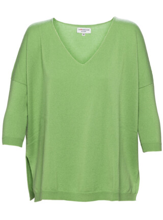 Pull femme col V en cachemire pomme grany par la marque MAISON SOLFIN MAISON SOLFIN - Pull femme col V en cachemire pomme grany