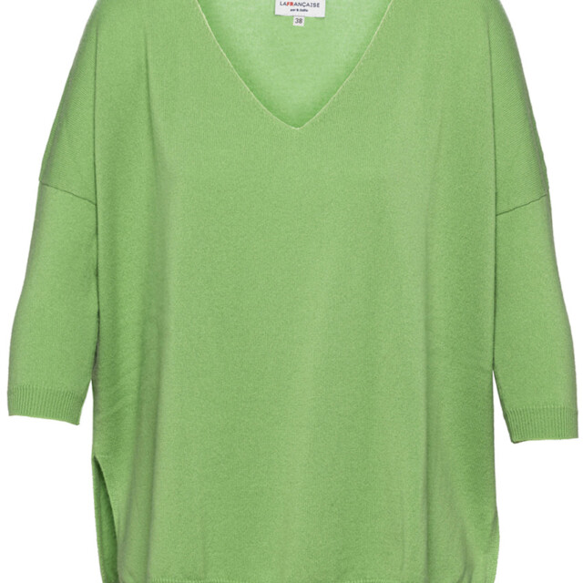 Maison-solfin - Pull femme col V en cachemire pomme grany – 48/50