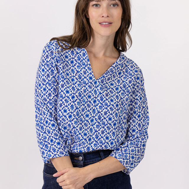 Maison Solfin - Blouse femme viscose bleu grec – 48