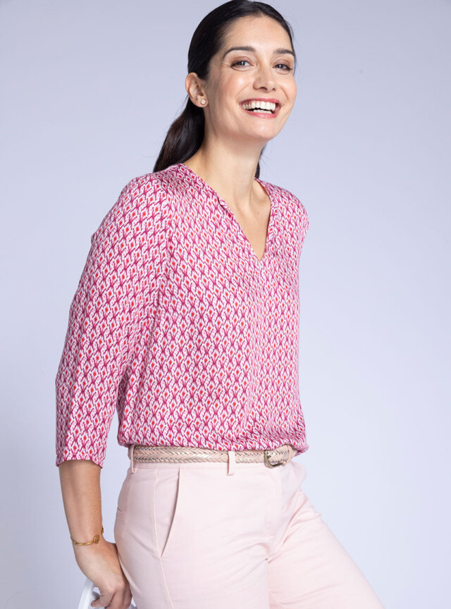 Blouse femme viscose rose par la marque MAISON SOLFIN MAISON SOLFIN - Blouse femme viscose rose