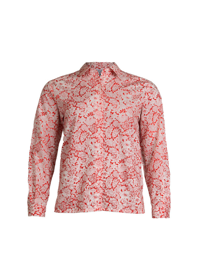 Maison-solfin - Chemisier imprimé femme en coton liberty rouge cerise – 46