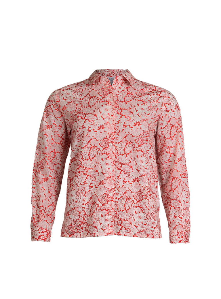 Maison-solfin - Chemisier imprimé femme en coton liberty rouge cerise – 46