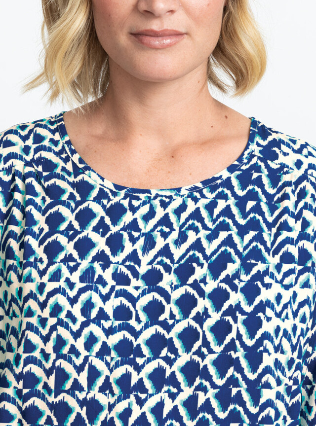 Maison-solfin - Blouse femme imprimée en viscose bleu atoll – 48
