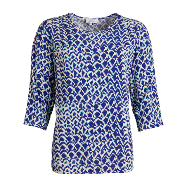 Maison-solfin - Blouse femme imprimée en viscose bleu atoll – 48