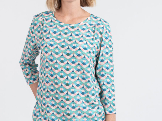 Maison Solfin - Blouse femme imprimée en viscose vert – 52