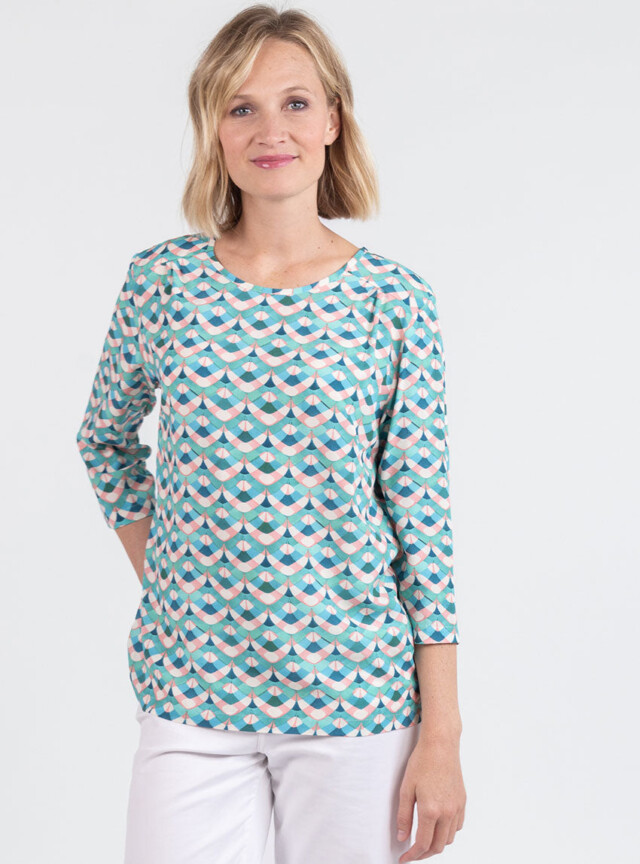 MAISON SOLFIN - Blouse femme imprimée en viscose vert