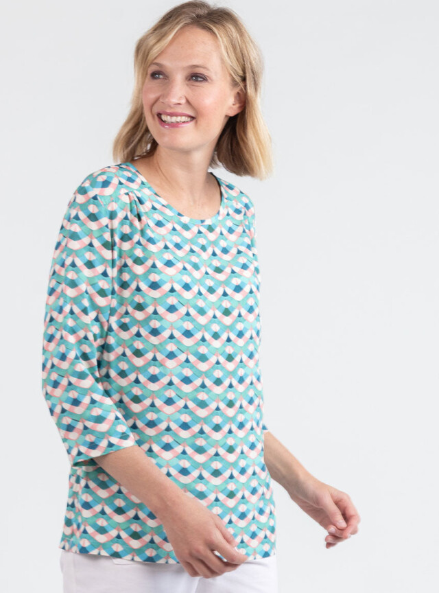 Maison Solfin - Blouse femme imprimée en viscose vert – 52