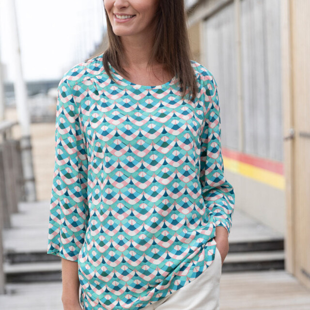 Maison Solfin - Blouse femme imprimée en viscose vert – 52