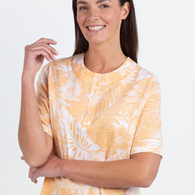 Maison Solfin - Chemise de nuit femme en coton jaune mangue – 5