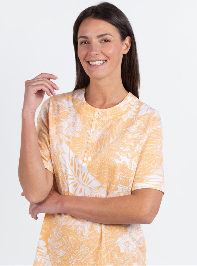Maison Solfin - Chemise de nuit femme en coton jaune mangue – 5