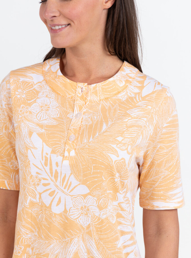 Maison Solfin - Chemise de nuit femme en coton jaune mangue – 5