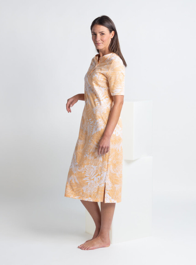 MAISON SOLFIN - Chemise de nuit femme en coton jaune mangue