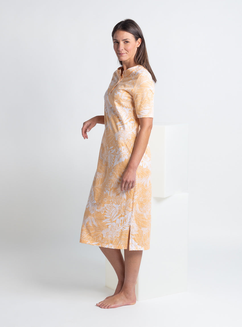 7025 7825 jaune mangue 7 Maison Solfin - Chemise de nuit femme en coton jaune mangue – 5