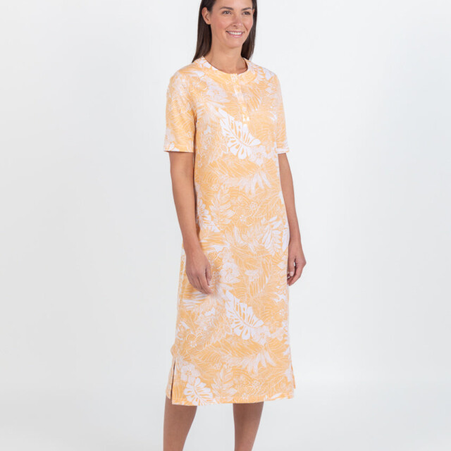 Maison Solfin - Chemise de nuit femme en coton jaune mangue – 5