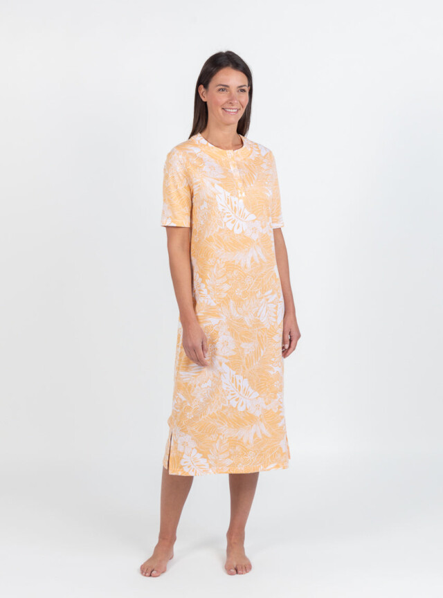 Maison Solfin - Chemise de nuit femme en coton jaune mangue – 5