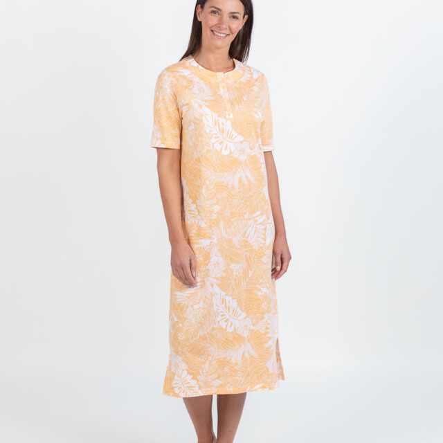 Maison Solfin - Chemise de nuit femme en coton jaune mangue – 5