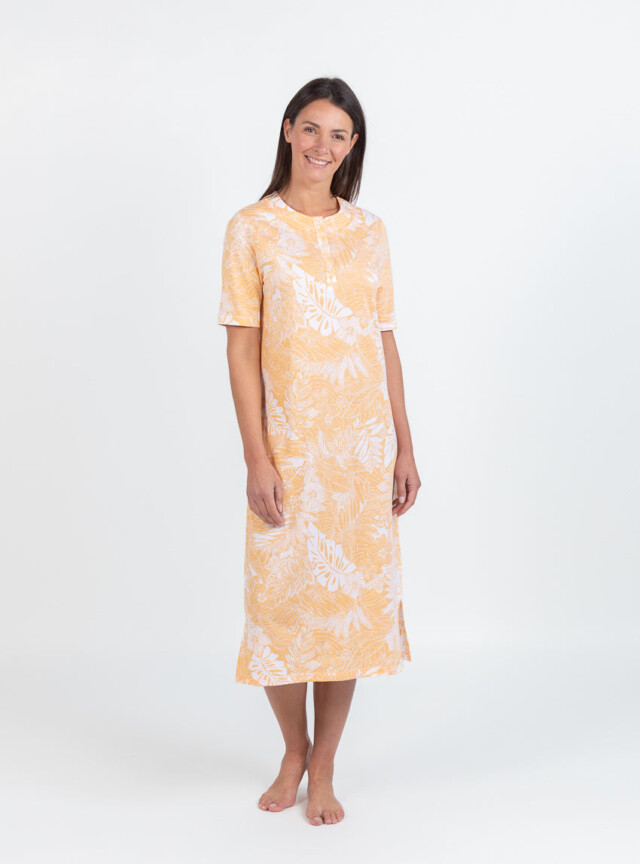 Maison Solfin - Chemise de nuit femme en coton jaune mangue – 5