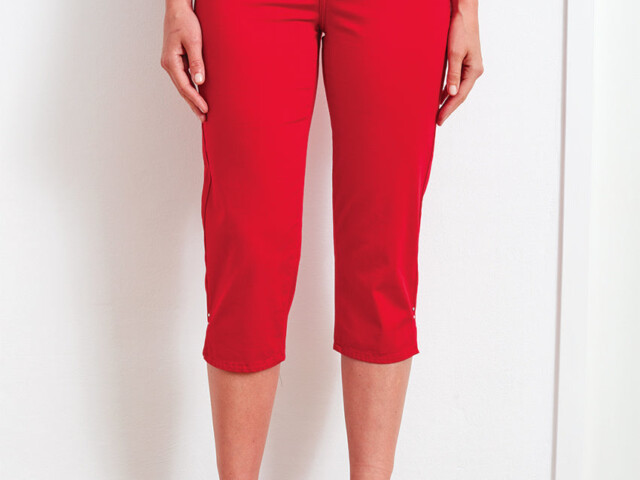 707033 ROU 1 pantacourt femme coton rouge Maison-solfin - Pantacourt femme rouge – 44
