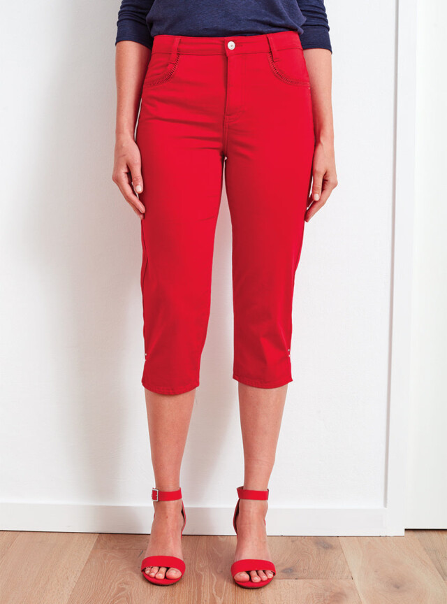 Pantacourt femme rouge par la marque MAISON SOLFIN MAISON SOLFIN - Pantacourt femme rouge