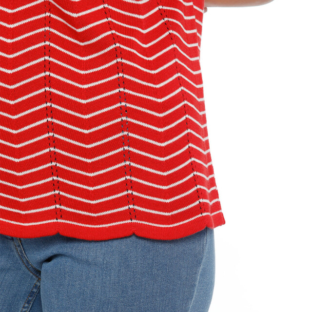 Maison-solfin - Pull femme coton manches courtes rouge/crème – 50