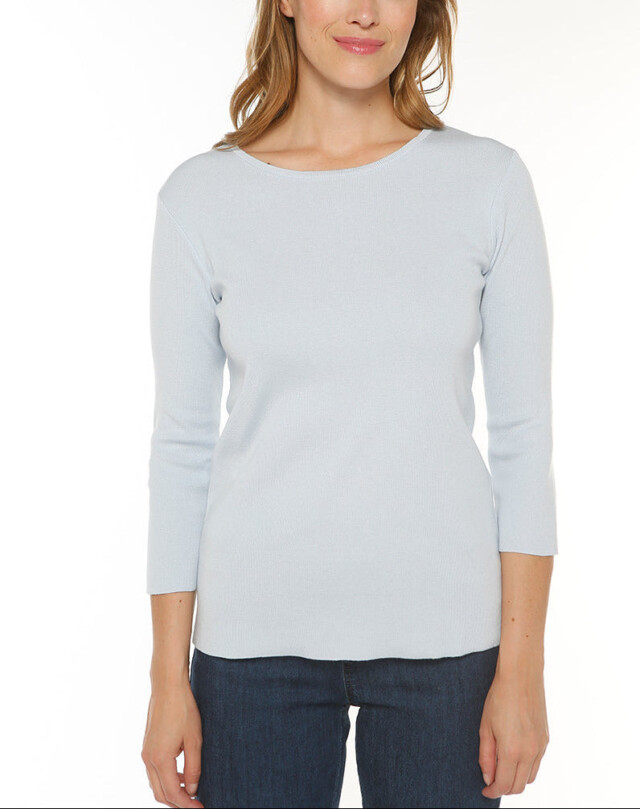 MAISON SOLFIN - Pull femme en coton ciel pâle