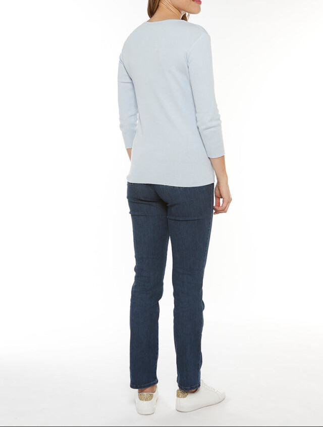 Maison-solfin - Pull femme en coton ciel pâle – 50