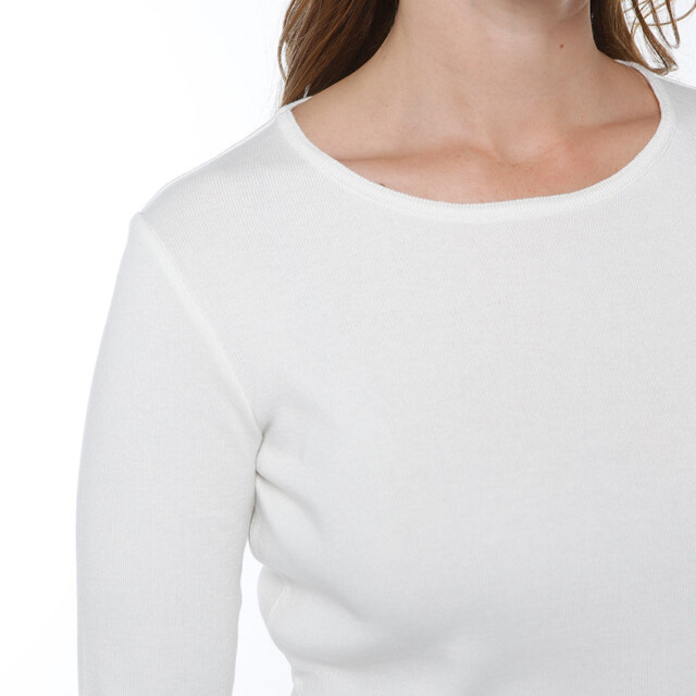 Maison-solfin - Pull femme en coton blanc crème – 52