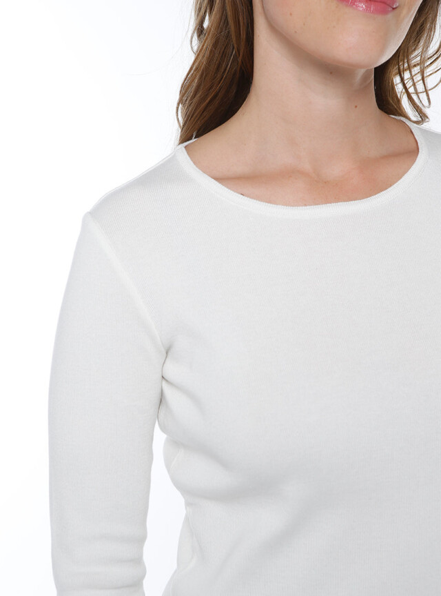 Maison-solfin - Pull femme en coton blanc crème – 52