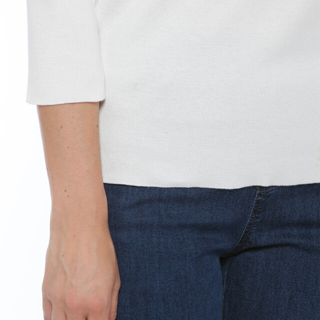 Maison-solfin - Pull femme en coton blanc crème – 52
