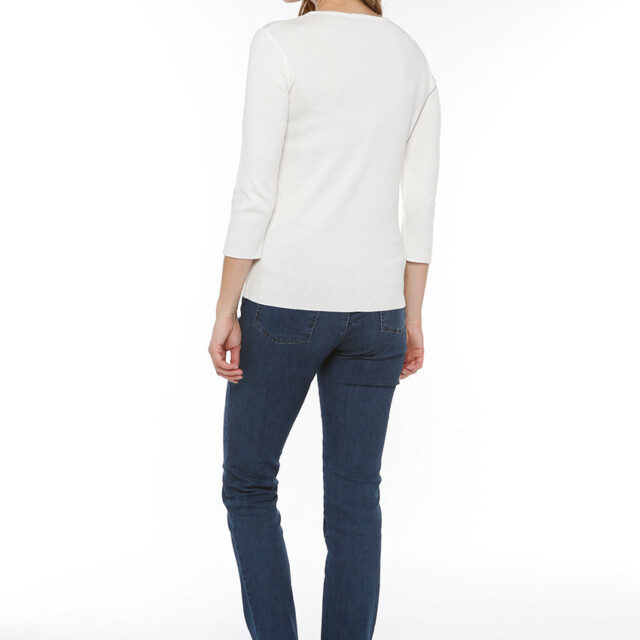 Maison-solfin - Pull femme en coton blanc crème – 52