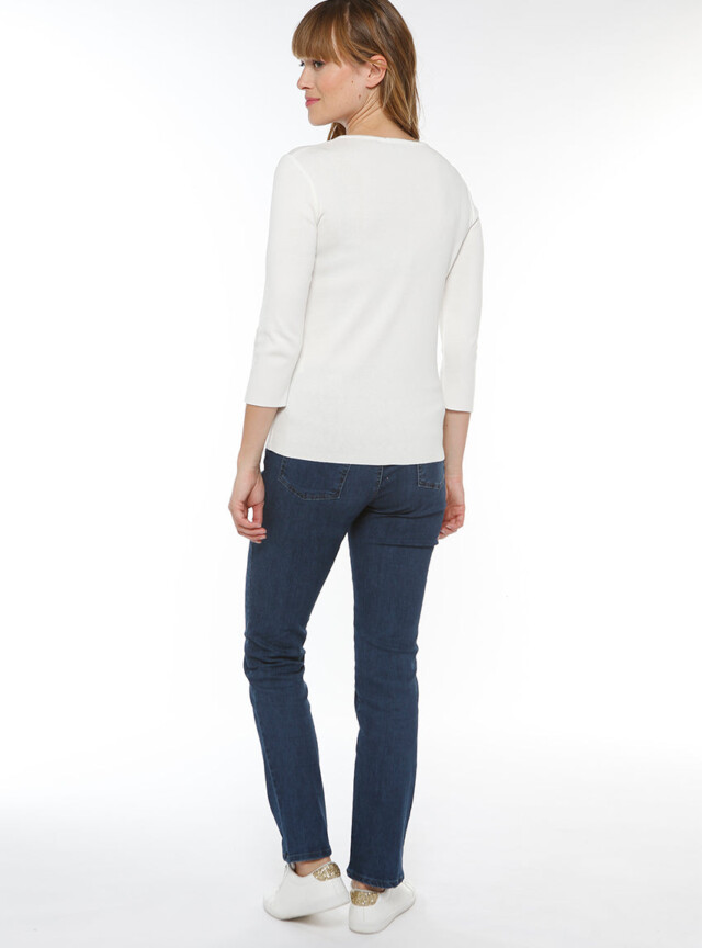 Maison-solfin - Pull femme en coton blanc crème – 52