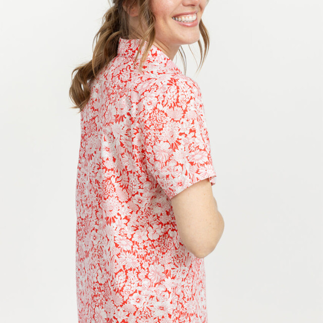Maison-solfin - Chemisier femme en coton liberty rouge cerise – 52