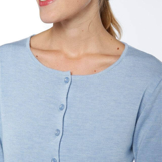 Maison-solfin - Cardigan femme en laine mérinos Bleu Ciel Chiné – 52