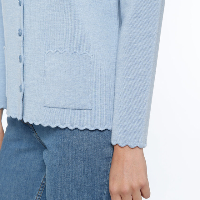 Maison-solfin - Cardigan femme en laine mérinos Bleu Ciel Chiné – 52