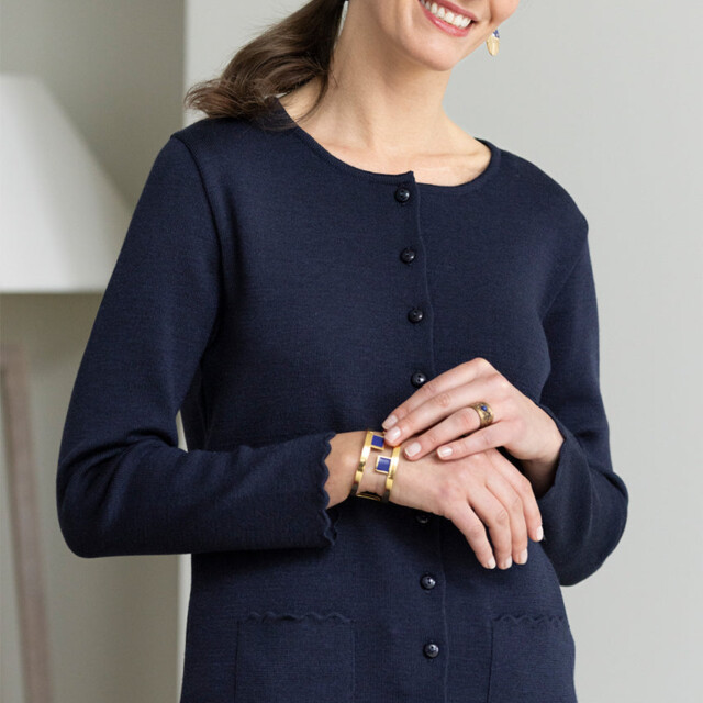 Maison-solfin - Cardigan femme en laine mérinos Bleu Marine – 40