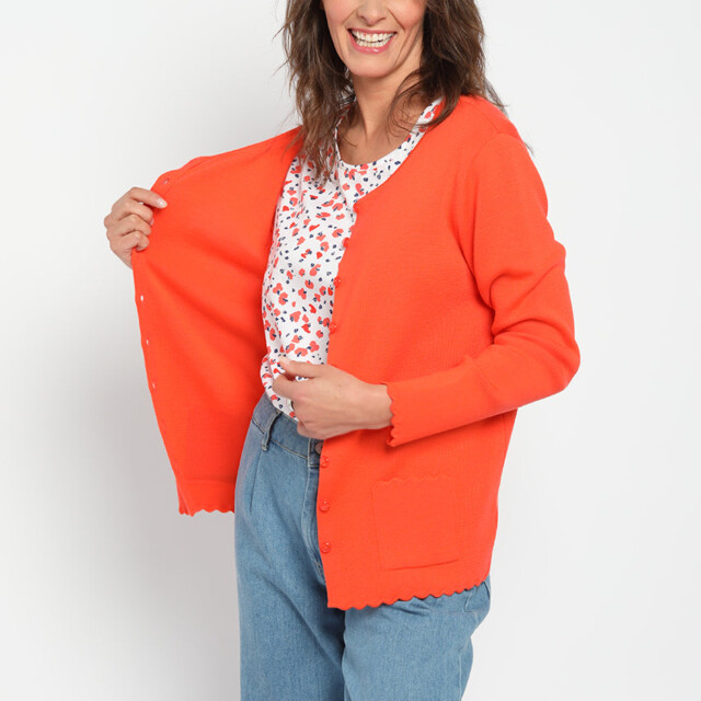 Maison-solfin - Cardigan femme en laine mérinos Orange Pulpe – 52