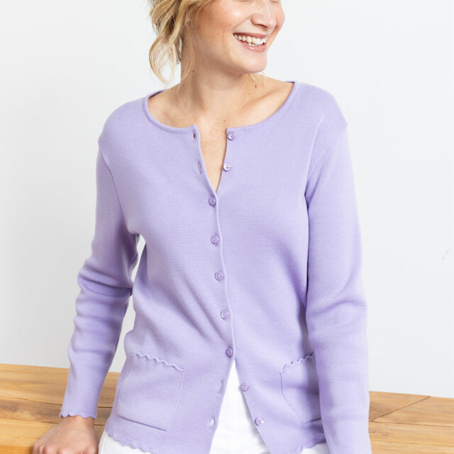 Maison-solfin - Cardigan femme en laine mérinos Violet Pastel – 52