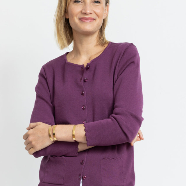Maison-solfin - Cardigan femme en laine mérinos Violet Prune – 46