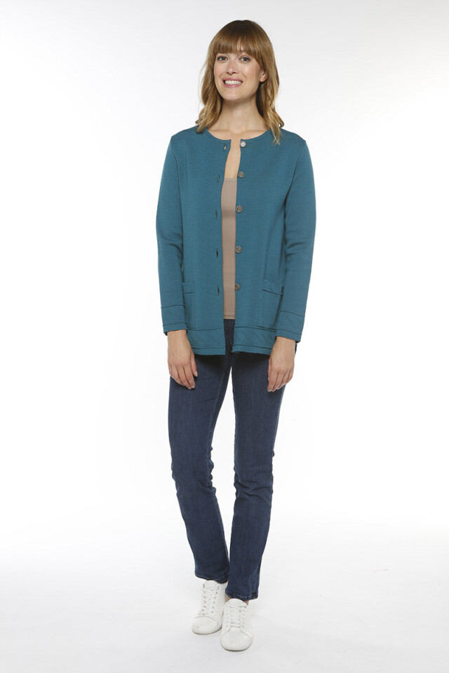 Veste longue en laine – VERT AUTOMNE par la marque MAISON SOLFIN MAISON SOLFIN - Veste longue en laine – VERT AUTOMNE
