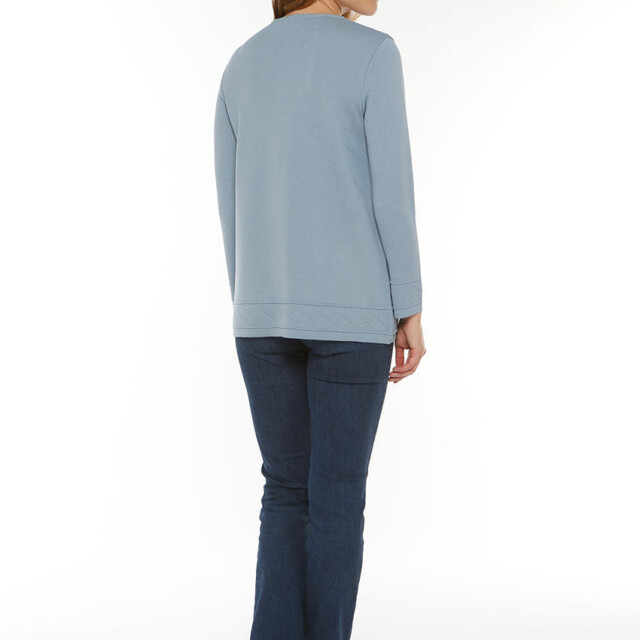 Maison Solfin - Veste longue femme en laine bleu brume – 38