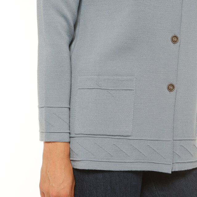 Maison Solfin - Veste longue femme en laine bleu brume – 38