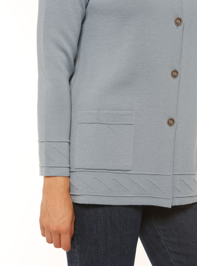 Maison Solfin - Veste longue femme en laine bleu brume – 38