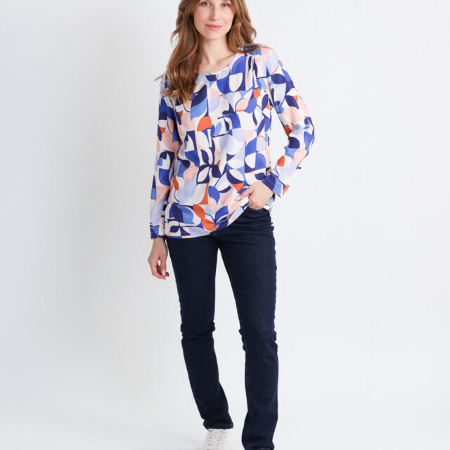 Maison-solfin - Blouse femme imprimé 100% viscose bleu élégant – 52