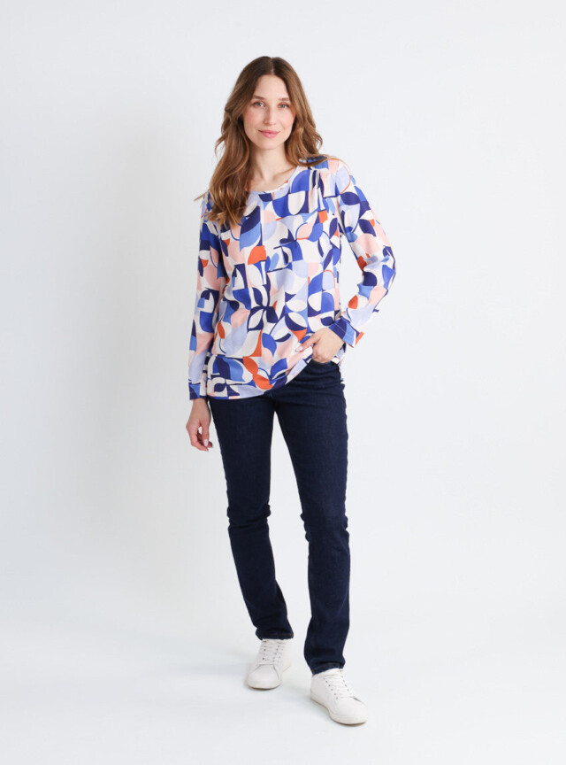 Maison-solfin - Blouse femme imprimé 100% viscose bleu élégant – 52