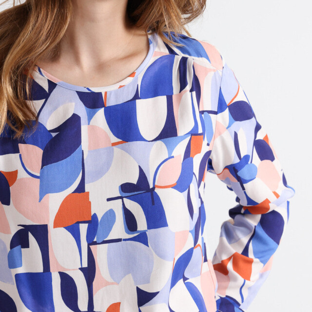 Maison-solfin - Blouse femme imprimé 100% viscose bleu élégant – 52
